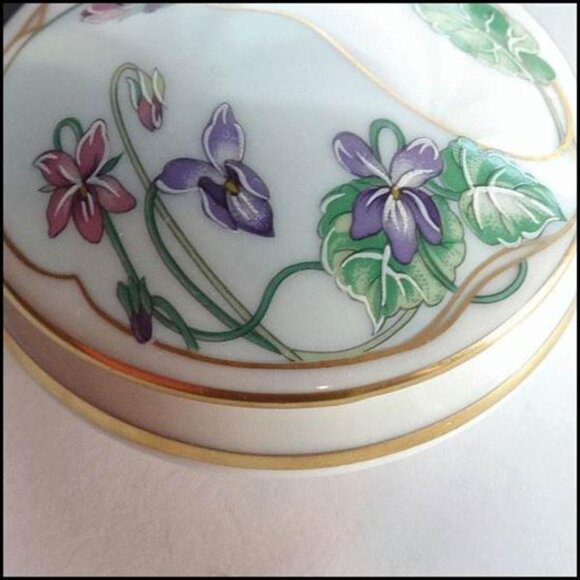 Signed Castel Limoge 22kt Gold Orchid Vintage Trinket Jewelry Box - Picture 5 of 9